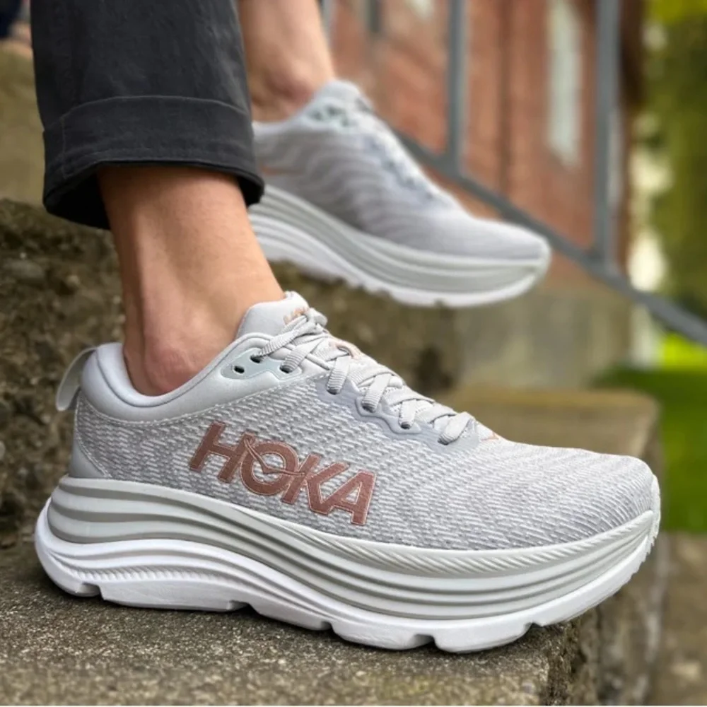 Hoka Gaviota 5 Running Shoes Light Grey Size 7.5 - Picture 1 of 8
